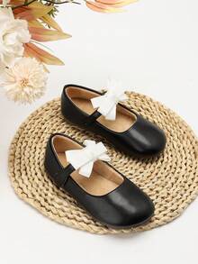 1 đôi giày Mary Jane đế bằng thủ công ấm áp mùa thu/đông mới cho bé gái 2024 - màu đen - Xem 2