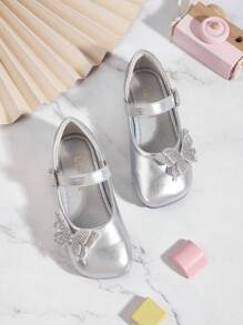 1 Đôi Giày khiêu vũ đế mềm đế bằng màu bạc, hồng và vàng phong cách công chúa, giày khiêu vũ thời trang, phù hợp cho mùa xuân, hè và thu - Bạc - Xem 2