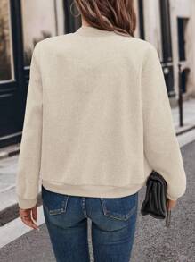 EMERY ROSE Women's Casual Baseball Jacket Long Sleeve, Autumn - Apricot - View 2