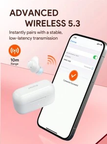 JMMO 无线耳机入耳式 5.3 触控 IPX4 防水，配备 10 毫米驱动器和 USB-C 充电端口，游戏耳机，节日礼物圣诞礼物，秋冬假期露营必备品，度假配件，露营用品 500mAh 电池盒 - 白色 - 查看 4