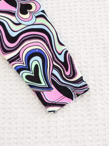 SHEIN 2 件装女婴黑色针织长袖上衣和抽绳腰带图案裤套装，适合秋冬季节 - 彩色 - 查看 6