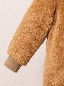 SHEIN 年轻男孩可爱熊刺绣连帽连体衣，休闲连体衣，适合学校、花园、海滩、生日、春夏秋冬