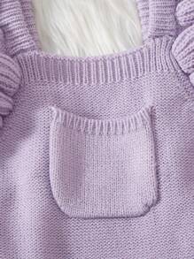 SHEIN Baby Girl Sleeveless Solid Ruffled Pocket Romper - Mauve Purple - View 5