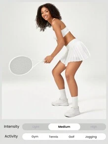 GLOWMODE FeatherFit™-Air Pleated Asymmetrical Pocket Anti-Slip Skirt With Built-In Shorts Light Support Low Impact Tennis Golf Quick Dry Moisture Wicking
