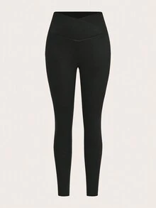 SHEIN EZwear 3 Stücke Damen Leggings mit Kreuzgurt in der Taille, Lässig, figurbetonend, thermisch gefüttert, geeignet für Herbst/Winter - Verschiedenfarbig - Übersicht 10