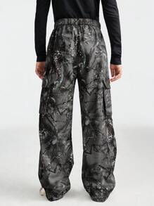 SHEIN Tween Girls Fall/Winter Rapper Grunge Camo Graphics Cargo Pants For Halloween Outfits - Multicolor - View 2