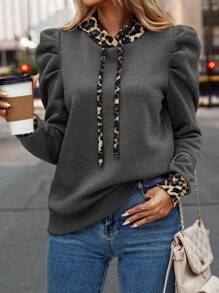 SHEIN Clasi Women Solid Color Splice Minimalist Hooded Casual Sweatshirt