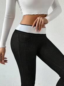 Chiquease Thermische gevoerde thermische legging voor dames, herfst/winter