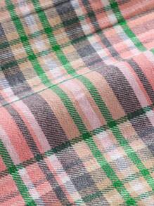 Teen Girl 3-Piece Set: White Long Sleeve Ruffle Collar Blouse + Purple Sweater Vest + Purple Plaid Mini Skirt