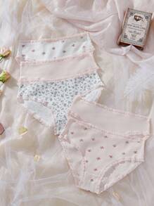 5 Stücke Ditsy Floral Muster Spitzenunterhose für große Größen