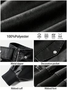 BizChic 黑色PU皮机车夹克，女士休闲长袖，适合派对、办公穿着，春夏圣诞节皆宜。 - 黑色 - 查看 9