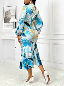 SHEIN Lady Vestidos Femininos de Trabalho Elegantes e Casuais para Outono e Inverno, com Camisa de Colarinho Texturizado Colorido e Tecido Trançado, Manga de Camisa - Multicolorido - Visão 2