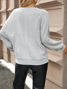 SHEIN LUNE 女士条纹印花圆领休闲套头卫衣（秋季款） - 杏色 - 查看 2