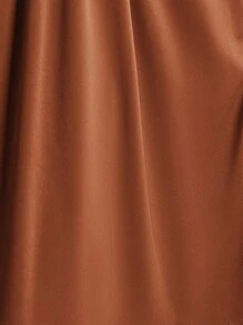 EMERY ROSE Vestido casual de unicolor con cuello en V, volantes en el bajo y cintura, para el verano - Marrón - Ver 9