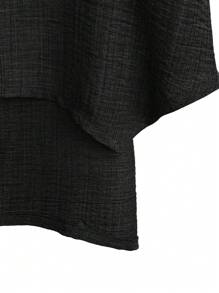 Linhara Plus Size Women's Plain Round Neck Drop Shoulder Long Sleeve Loose Blouse, Autumn - Black - View 5