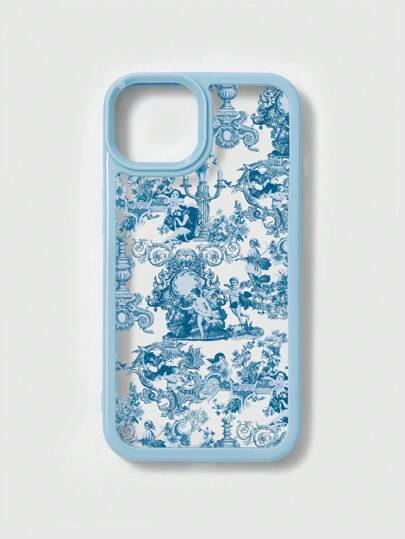 Fairycore 1 pièce Coque de téléphone avec imprimé ange bleu compatible avec iPhone 11 12 13 14 15 Pro Max 16 16 Pro 16 Plus 16 Pro Max