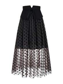 SHEIN Unity Damen Große Größen eleganter hochgeschnittener A-Linien Rock mit Tüll-Punktmuster