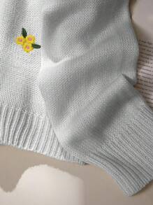 Chiquease 花卉刺绣圆领长袖休闲套头衫