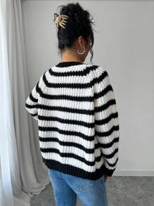 Chiquease 法式时尚宽松条纹开衫长袖高端秋冬