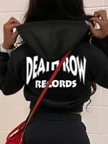 SHEIN Slayr 1 件女士时尚休闲连帽套头衫 - 黑色 - 查看 1