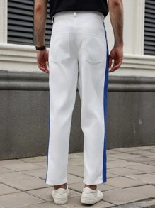 Manfinity Homme Plus Size Men's Pocket Contrast Color Tapered Casual Pants