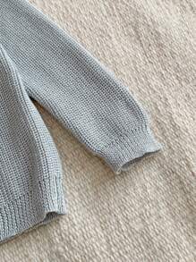 Blossori 年轻男孩纯色圆领休闲长袖毛衣 - 灰色 - 查看 5