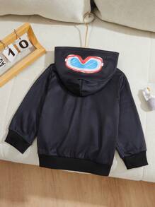 SHEIN The Baby Boy's Astronaut Positioning Print Hooded Jacket Combines The Classic Hooded Design With The Childlike Astronaut Print, Specially Designed For Babies Who Love To Explore. Whether It Is For Outdoor Outings Or Daily Wear, It Can Provide Your Baby With A Dual Experience Of Fashion And Comfort.