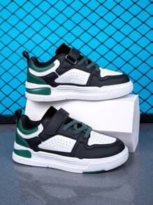 Teens Autumn/Winter Leather Low-Top Sneakers, Classic Colors, Adjustable Hook And Loop, Easy To Wear, Versatile Sports Shoes, Back To School, Campus, Students, Daily Wear