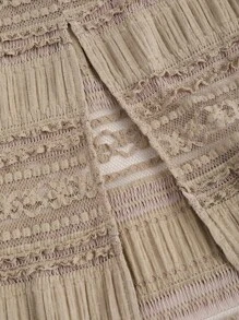 Sweetra 1 chiếc váy xòe tay loe ren trễ vai màu be - Cà phê - Xem 3