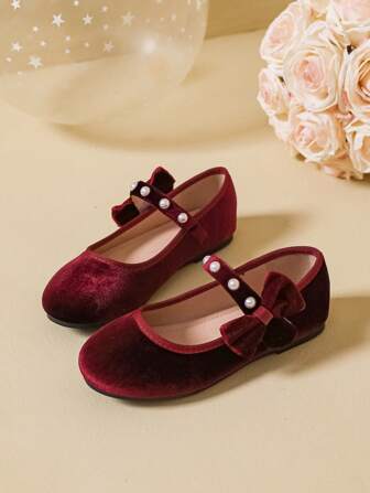 Fashionable Girl Pearl Embellished Flat Shoes, Suitable For Autumn/Winter