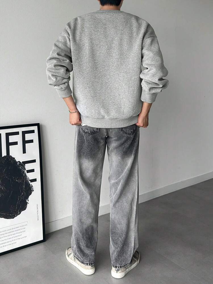 Men's Letter Print Pullover Sweatshirt For Autumn