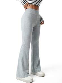 Elegante casual geribbelde, laag uitlopende broek voor tienermeisjes