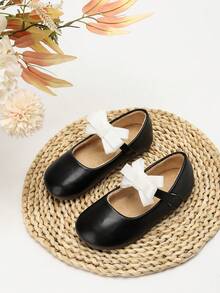 1 đôi giày Mary Jane đế bằng thủ công ấm áp mùa thu/đông mới cho bé gái 2024 - màu đen - Xem 3