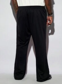Manfinity VCAY Plus Size Men's Black & Pink Flame Knit Flared Lounge Pants - Black - View 2
