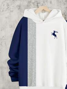 Manfinity Homme Conjunto de chándal con estampado de ciervos, sudadera con capucha y pantalón de chándal casuales y deportivos para hombre en otoño