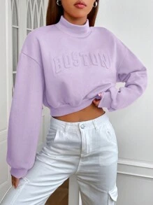 Muchica Sudadera morada/lila de punto con cuello alto para mujeres - Lila Púrpura - Ver 1