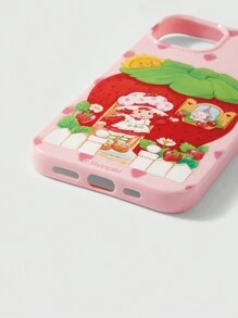 Strawberry Shortcake | ROMWE 1 pieza Lindo estuche de teléfono rosa con estampado de fresa y figura - Multicolor - Ver 4
