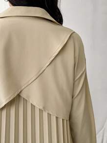 SHEIN Frenchy Plus Size Women Casual Shirt Dress With Pleated Ruffle Hem, For Autumn - Apricot - View 7