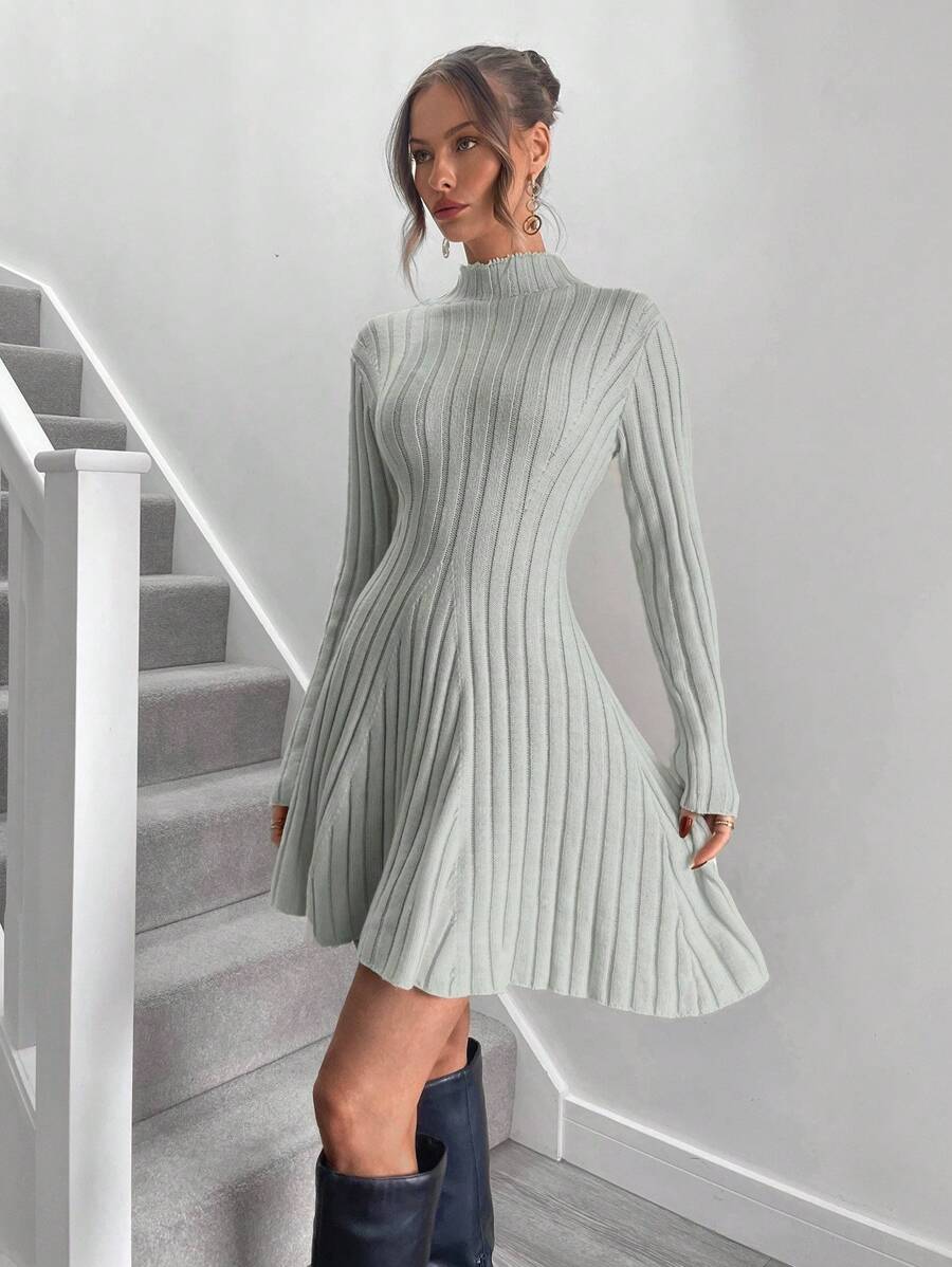 Roylia Women's Casual Solid Color Waisted Sweater Dress, Autumn/Winter