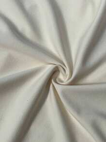 Slaydiva 2pcs Plus Size Women Casual Basic Sport Everyday Solid Color Long Sleeve Cropped Top And Long Flared Pants Set - Apricot - View 6