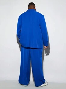 Manfinity VCAY Men's Plus Size Loose Fit 2-Button Blue Woven Suit Pants - Blue - View 4