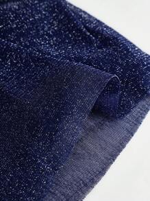 SHEIN Girlism 少女海军蓝露背紧腰 A 字型亮片派对鸡尾酒迷你连衣裙，适合舞会、宴会或派对