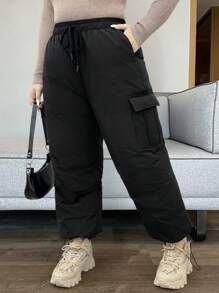 Flirla Pantalones con plumón para servicios, versátiles y a prueba de viento para actividades al aire libre en invierno