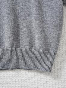 SHEIN Tween Girl 休闲串珠宽松高领毛衣和优雅荷叶边下摆中裙套装，花卉灰色 - 深灰色 - 查看 6