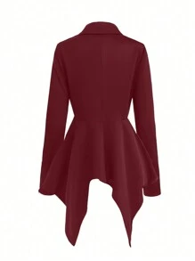 SHEIN Unity Women's Zippered Front Long Sleeve Asymmetrical Hem Fitted Jacket, Autumn