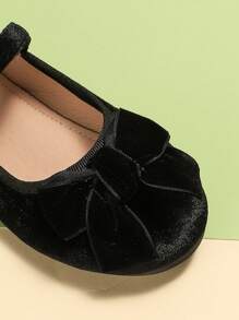 1 Pair Cute Bowknot Flat Shoes For Girls, Autumn/Winter - Black - View 4