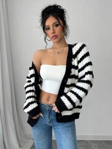 Chiquease 法式时尚宽松条纹开衫长袖高端秋冬