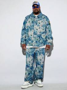 Manfinity VCAY Áo khoác dài tay họa tiết hoa rộng rãi cho nam cỡ lớn, dành cho mùa thu đông - Nhiều màu - Xem 2