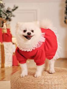 PETSIN 加大码圣诞红色彼得潘领可爱宠物连衣裙