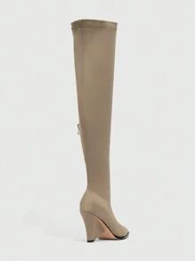 CUCCOO SZL Botas altas de fiesta/escenario de diseño hollow-out, sexy y elegante, con tacón ancho de puntera afilada
